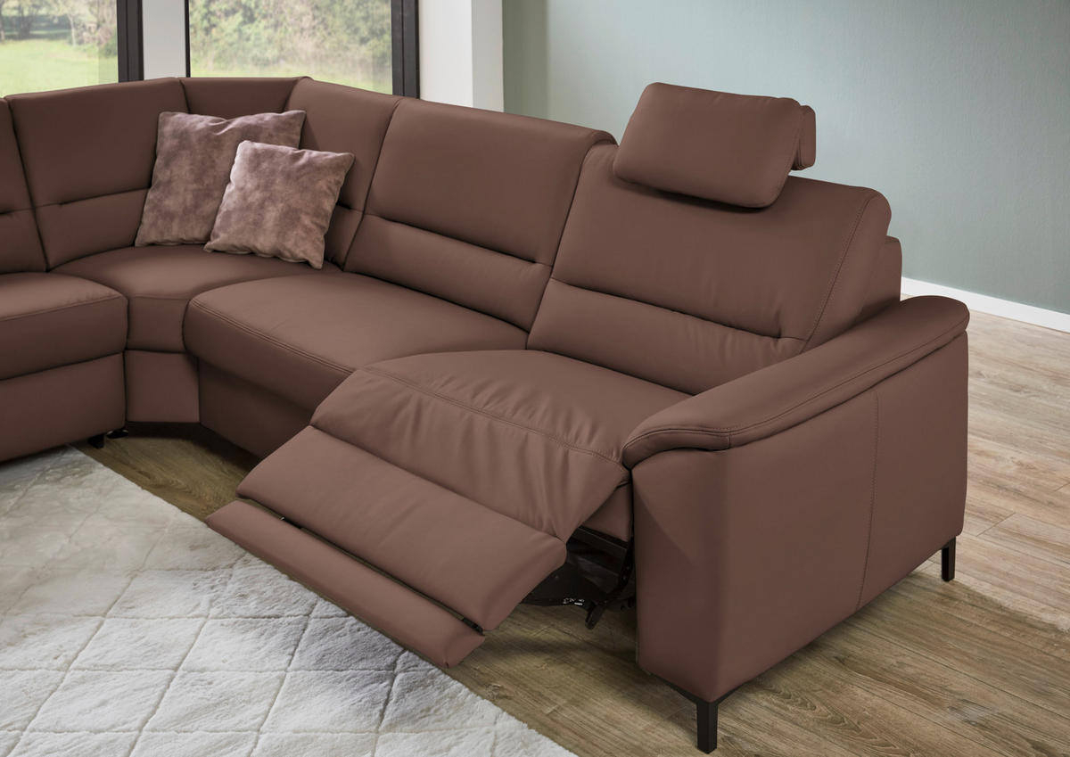 ECKSOFA  in Echtleder Braun  249/290 cm  - Schwarz/Braun, KONVENTIONELL, Leder/Metall (249/290cm) - Beldomo Premium