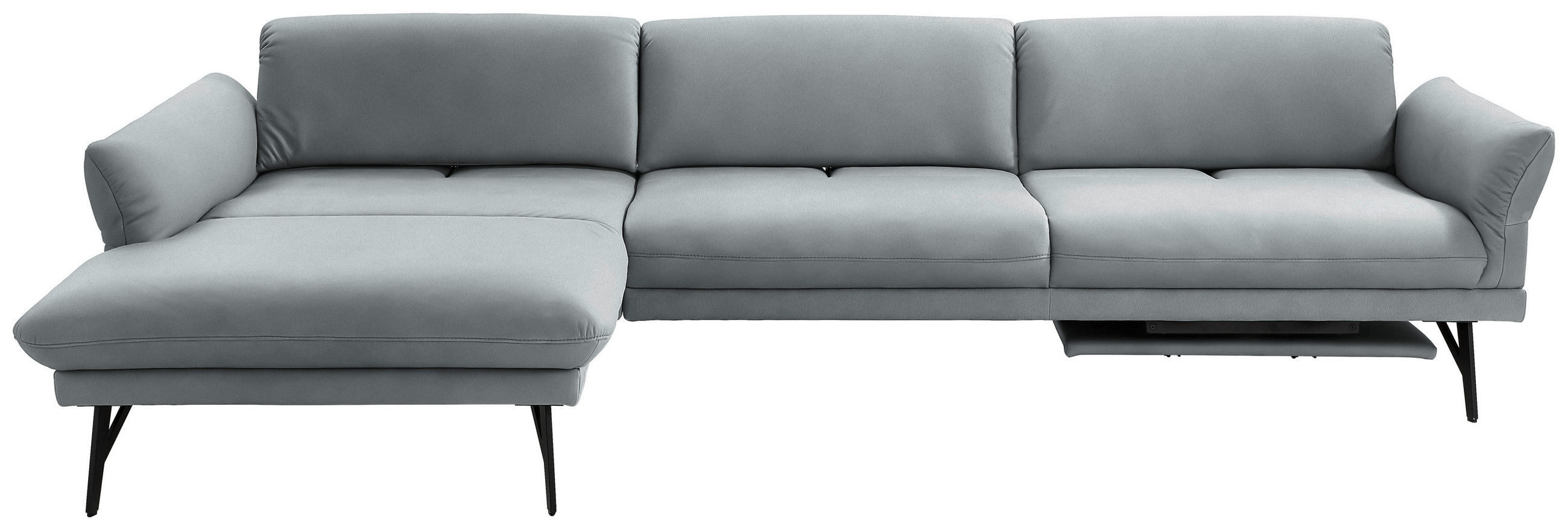 ECKSOFA in Echtleder Hellblau  - Anthrazit/Hellblau, Design, Leder/Metall (173/308cm) - Joop!