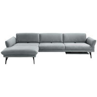 ECKSOFA in Echtleder Hellblau  - Anthrazit/Hellblau, Design, Leder/Metall (173/308cm) - Joop!
