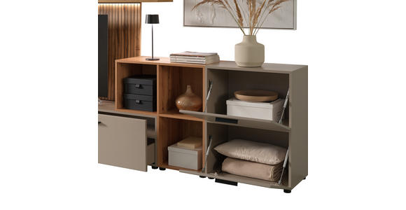 WOHNWAND  in Eichefarben, Greige  296/190/40 cm  - Greige/Eichefarben, MODERN, Holzwerkstoff/Kunststoff (296/190/40cm) - Carryhome