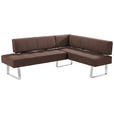 ECKBANK 227/165 cm  in Braun, Edelstahlfarben  - Edelstahlfarben/Braun, Design, Textil/Metall (227/165cm) - Moderano