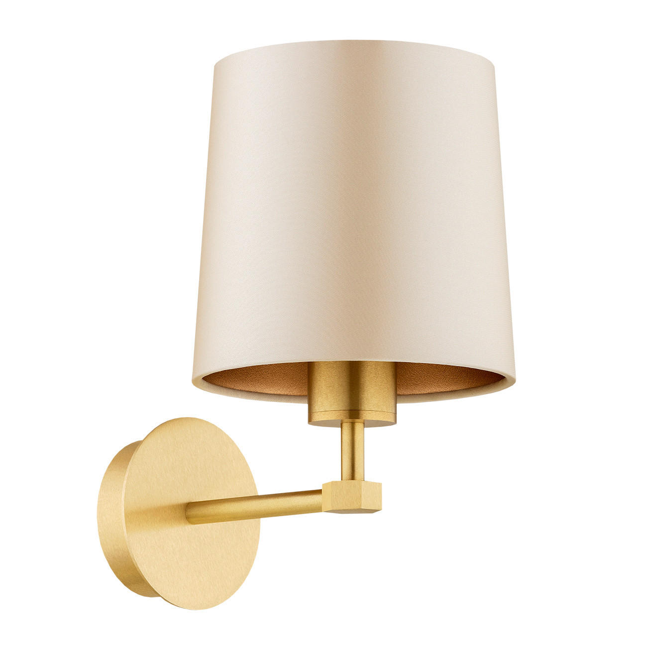 WANDLEUCHTE Princeton 27/16/22 cm   - Beige/Messingfarben, KONVENTIONELL, Textil/Metall (27/16/22cm)