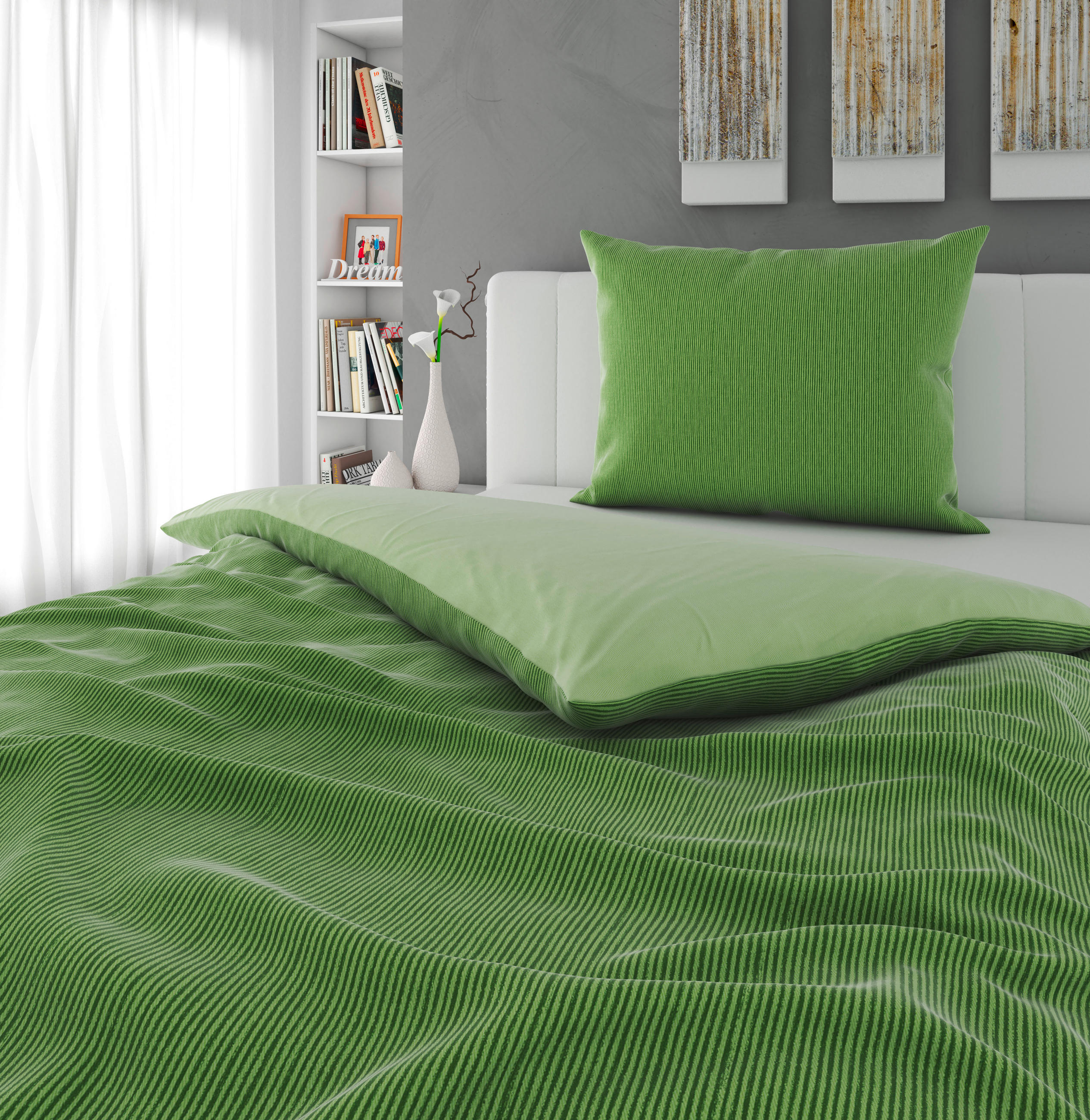 OBOJSTRANNÁ POSTEĽNÁ BIELIZEŇ, satén, svetlozelená, 140/200 cm - svetlozelená, textil (140/200cm) - Bio:Vio