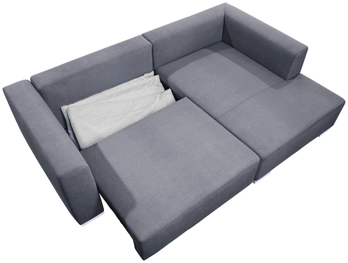 ECKSOFA inkl. Funktion Heaven Dunkelgrau Flachgewebe  - Chromfarben/Dunkelgrau, KONVENTIONELL, Textil/Metall (242/162cm) - Tom Tailor