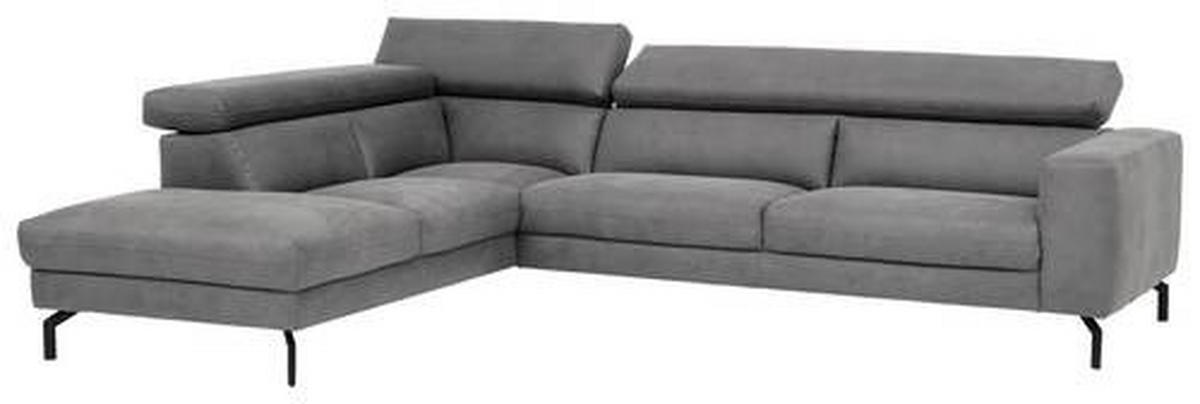 ECKSOFA in Mikrofaser Grau  - Schwarz/Grau, Modern, Textil/Metall (233/305cm) - Trendmanufaktur
