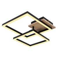 LED-DECKENLEUCHTE    53/38/9 cm  - Weiss/Dunkelbraun, Natur, Holzwerkstoff/Kunststoff (53/38/9cm) - Globo