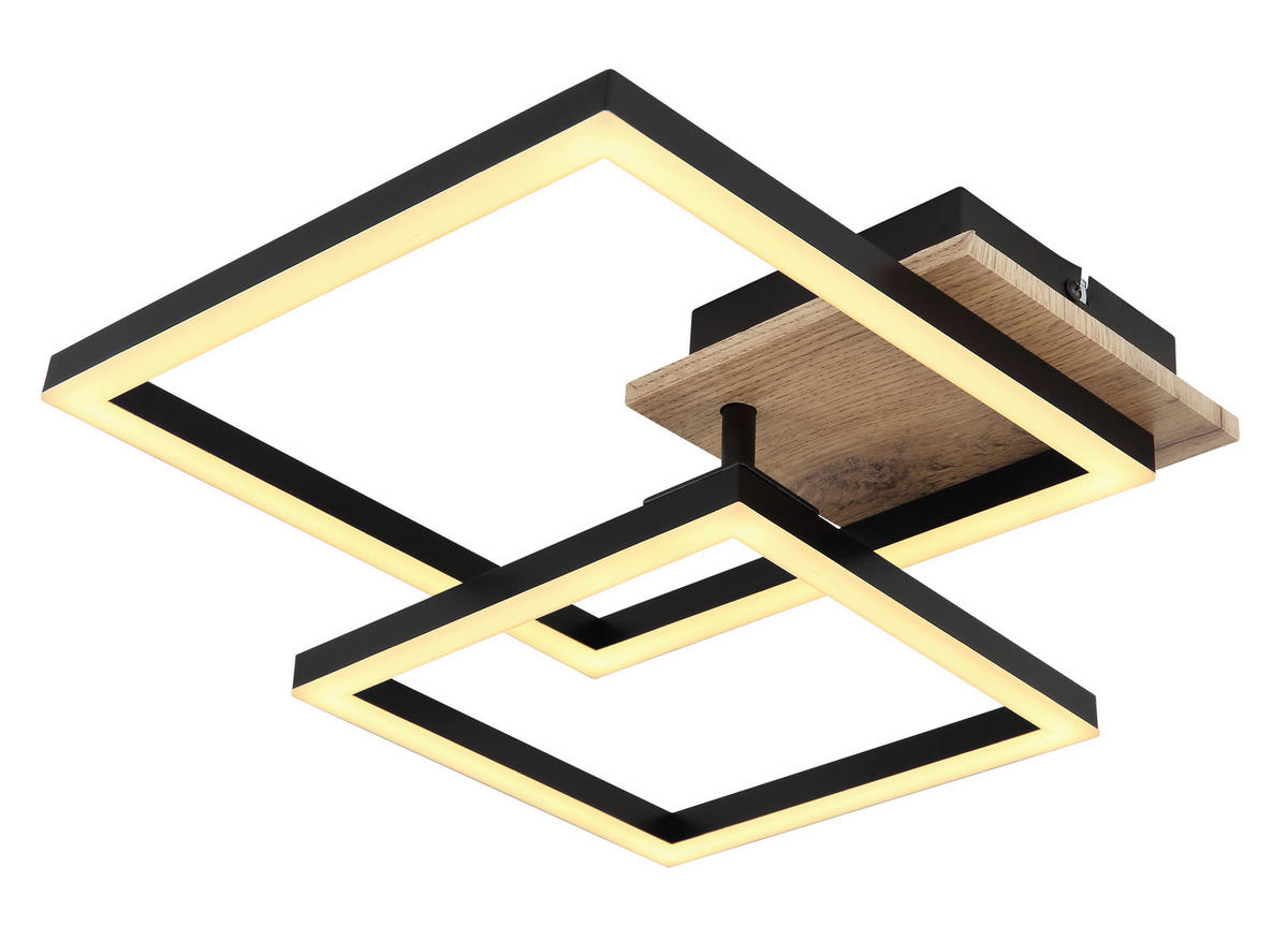 LED-DECKENLEUCHTE    53/38/9 cm  - Weiss/Dunkelbraun, Natur, Holzwerkstoff/Kunststoff (53/38/9cm) - Globo