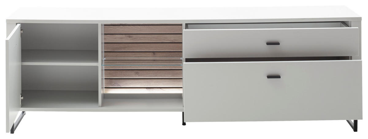LOWBOARD  in 210/69/44 cm  - Eichefarben/Anthrazit, Design, Glas/Holzwerkstoff (210/69/44cm) - Stylife