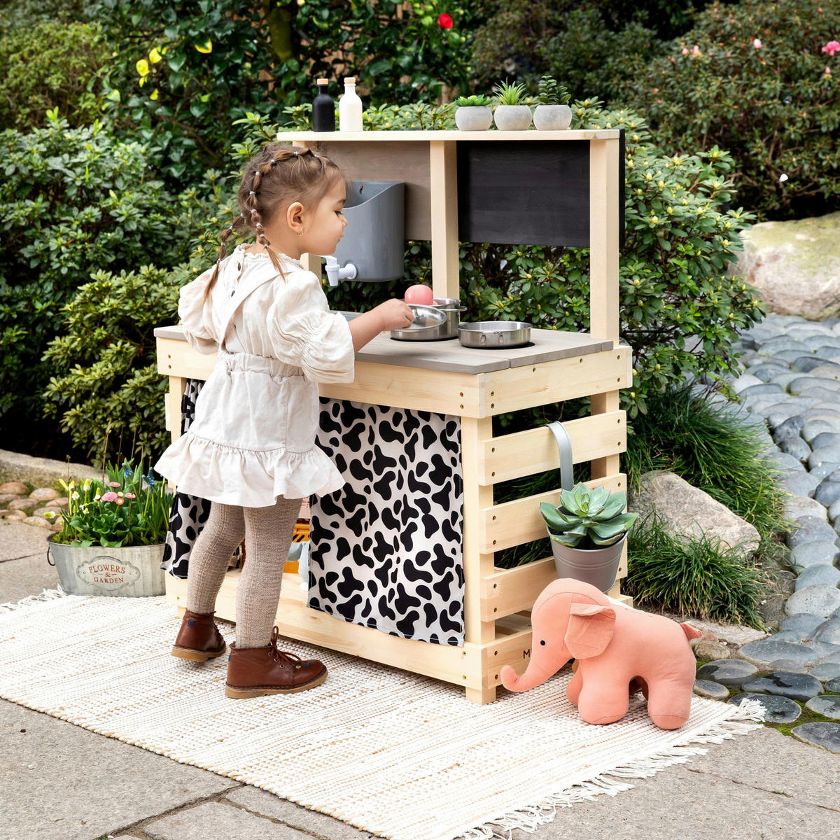 KINDERKÜCHE - Birkefarben/Grau, Basics, Holz (80/40/90cm) - MUDDY BUDDY