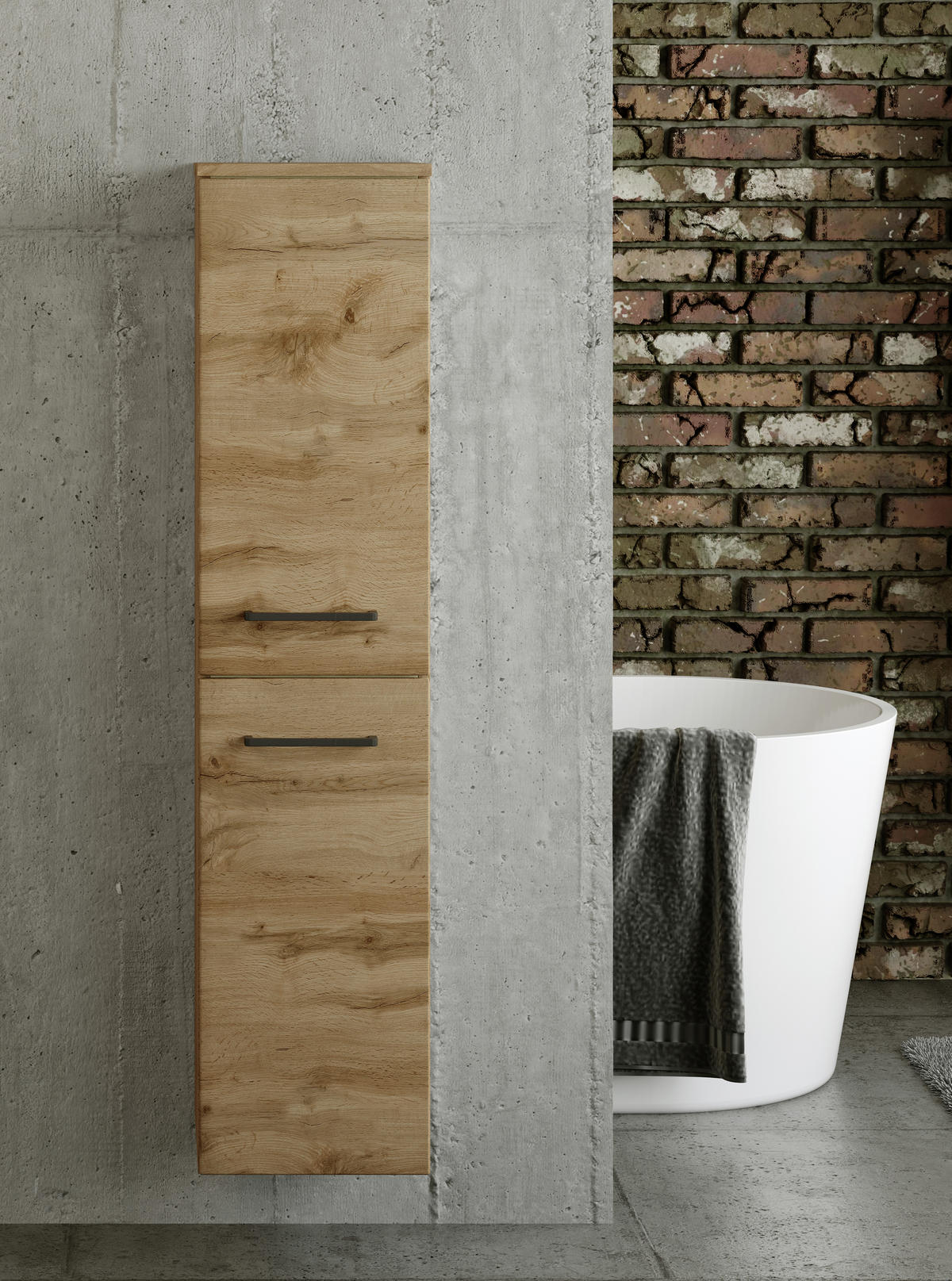 MIDISCHRANK 30/130/35 cm  - Eichefarben/Schwarz, MODERN, Holzwerkstoff/Metall (30/130/35cm) - Held