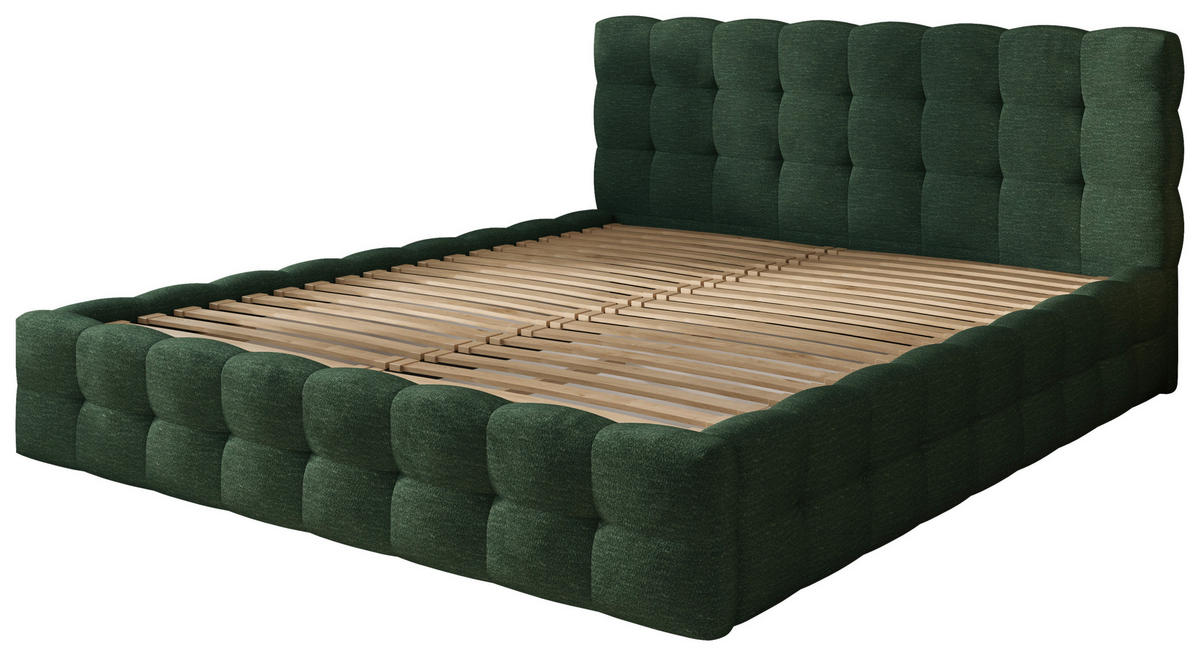 POLSTERBETT 180/200 cm,  in Waldgrün, gepolstertes Kopfteil, Bettkasten,  - Waldgrün/Schwarz, MODERN, Holz/Kunststoff (180/200cm) - Chameo