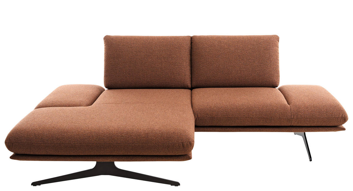 ECKSOFA Flachgewebe Cognac  - Cognac/Schwarz, Design, Textil/Metall (155/234cm) - Dieter Knoll