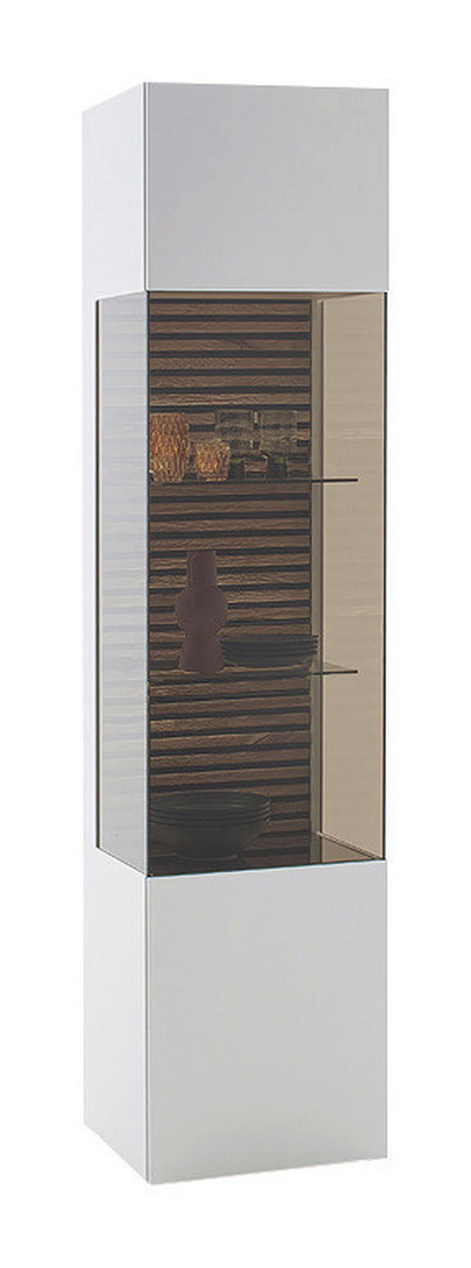 VITRINE  in massiv Kerneiche Weiß, Eichefarben  - Eichefarben/Anthrazit, Design, Glas/Holz (48/205/44cm) - Schöner Wohnen