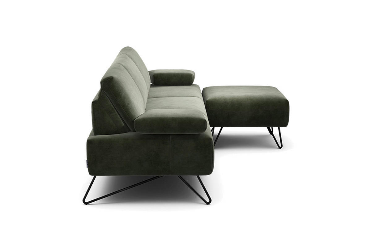 3-SITZER-SOFA Samt Waldgrün  - Waldgrün/Schwarz, Design, Textil/Metall (234-264/85/86-94cm) - SENSOO