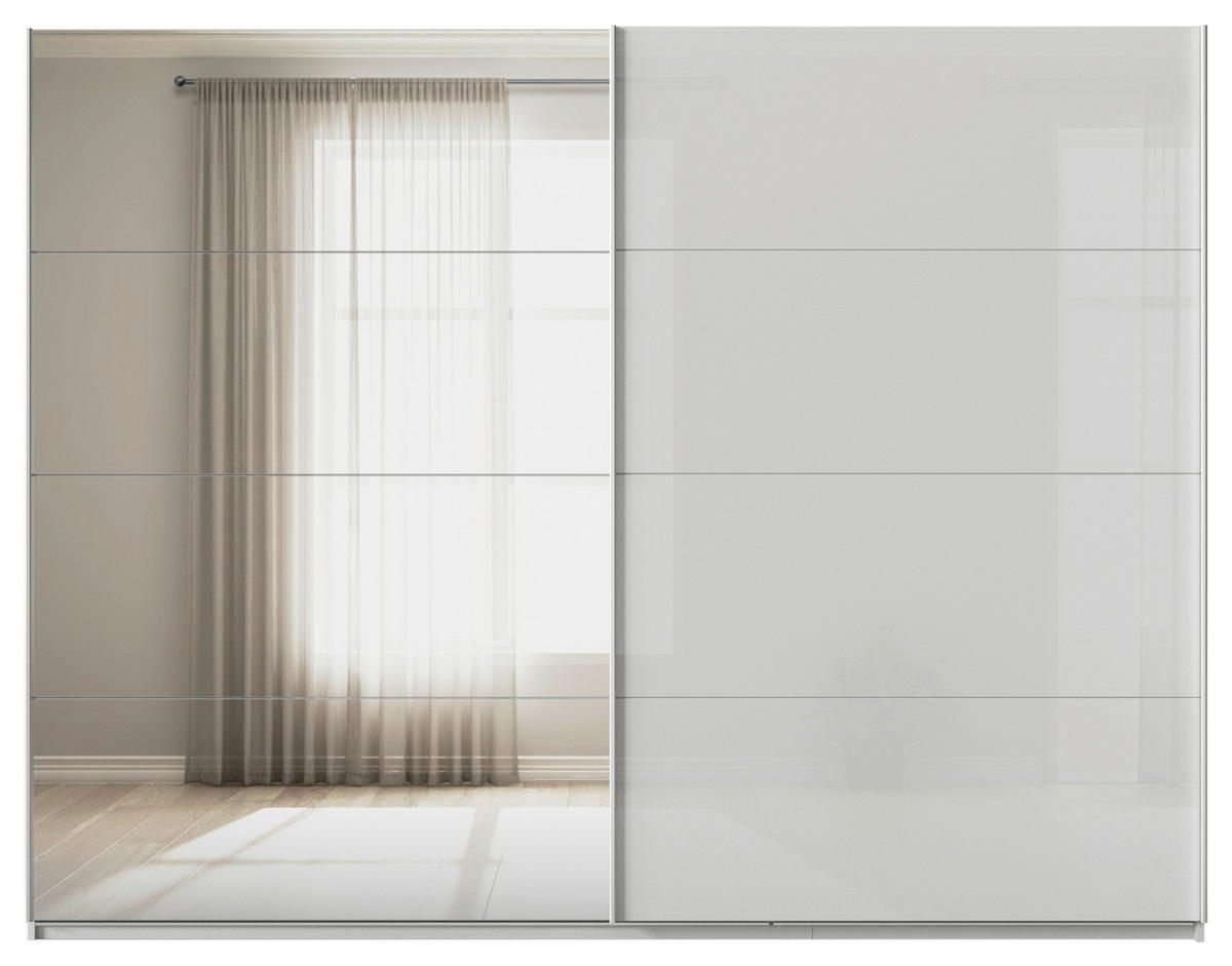 SCHWEBETÜRENSCHRANK  in Seidengrau  - Seidengrau/Alufarben, KONVENTIONELL, Glas/Holzwerkstoff (271/210/62cm) - Xora