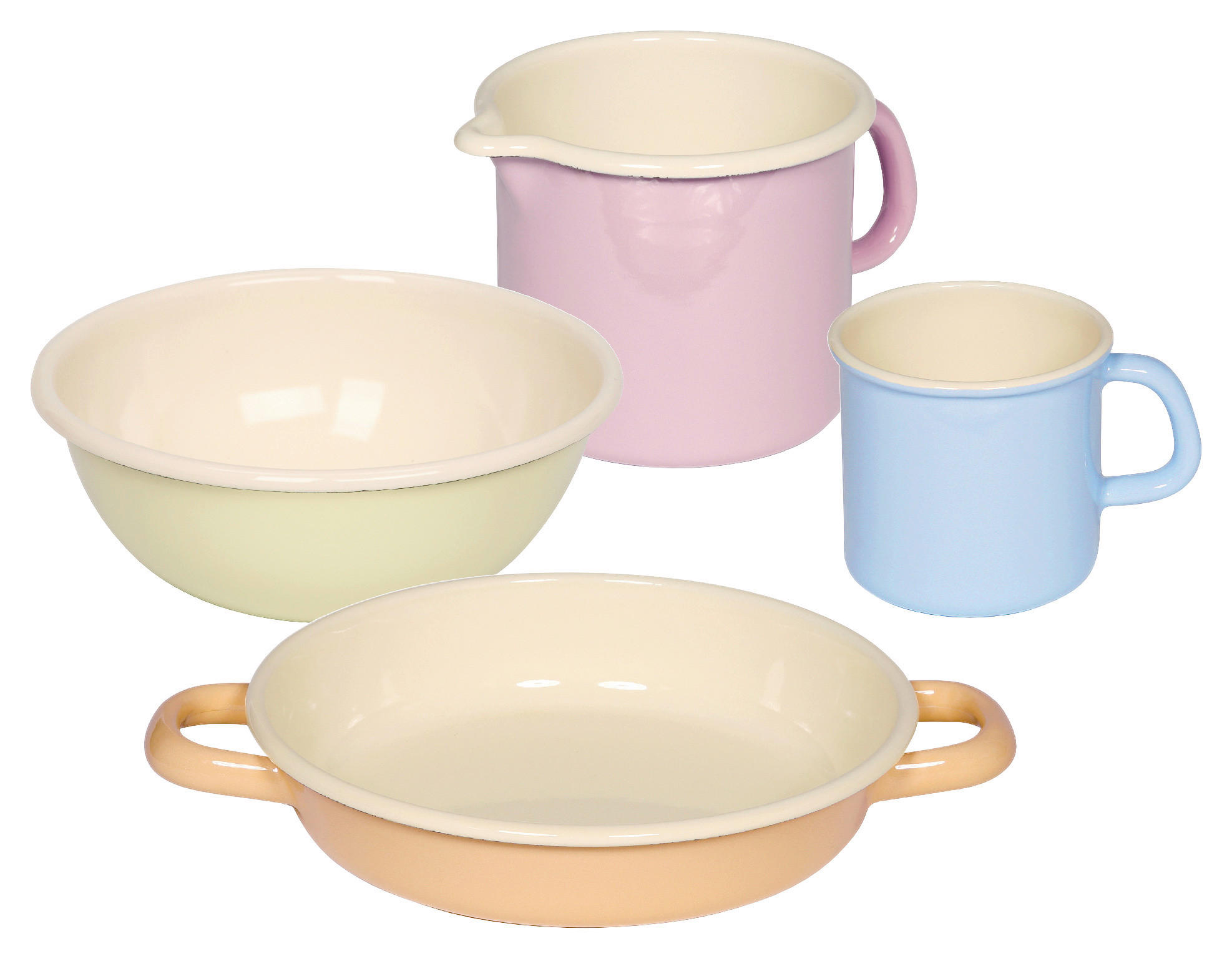 Frühstücksvorbereitungsset 4-teilig  - Gelb/Rosa, KONVENTIONELL, Metall - Riess