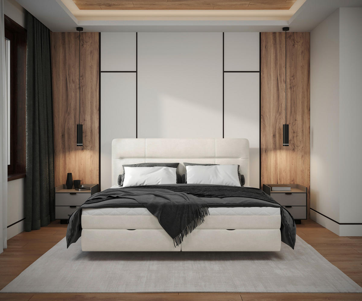 BOXBETT 140/200 cm  in Creme  - Creme, Modern, Holz/Holzwerkstoff (140/200cm) - MID.YOU