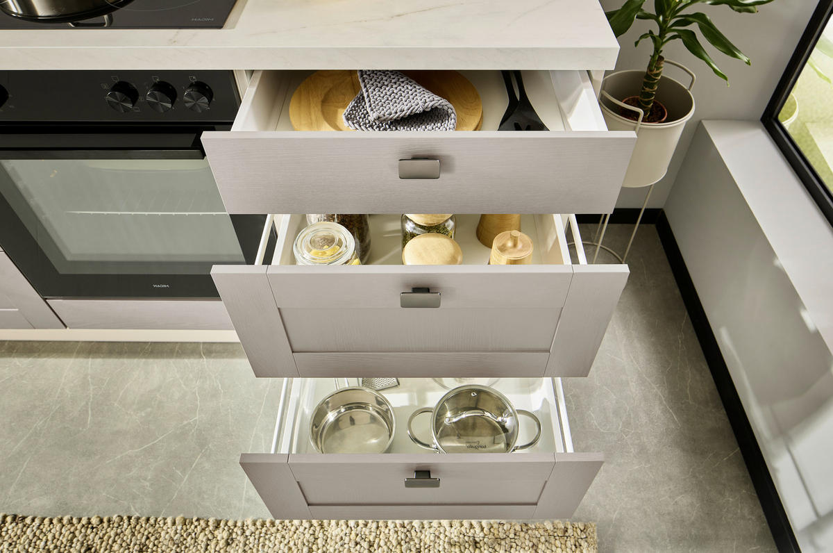 ECKKÜCHE XO50 120/360 cm  in Grau, Kaschmir  - Kaschmir/Creme, Design, Holzwerkstoff/Metall (120/360cm) - Xora