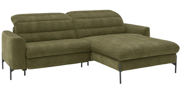 ECKSOFA in Flachgewebe Olivgrün  - Schwarz/Olivgrün, Design, Textil/Metall (252/191cm) - Dieter Knoll