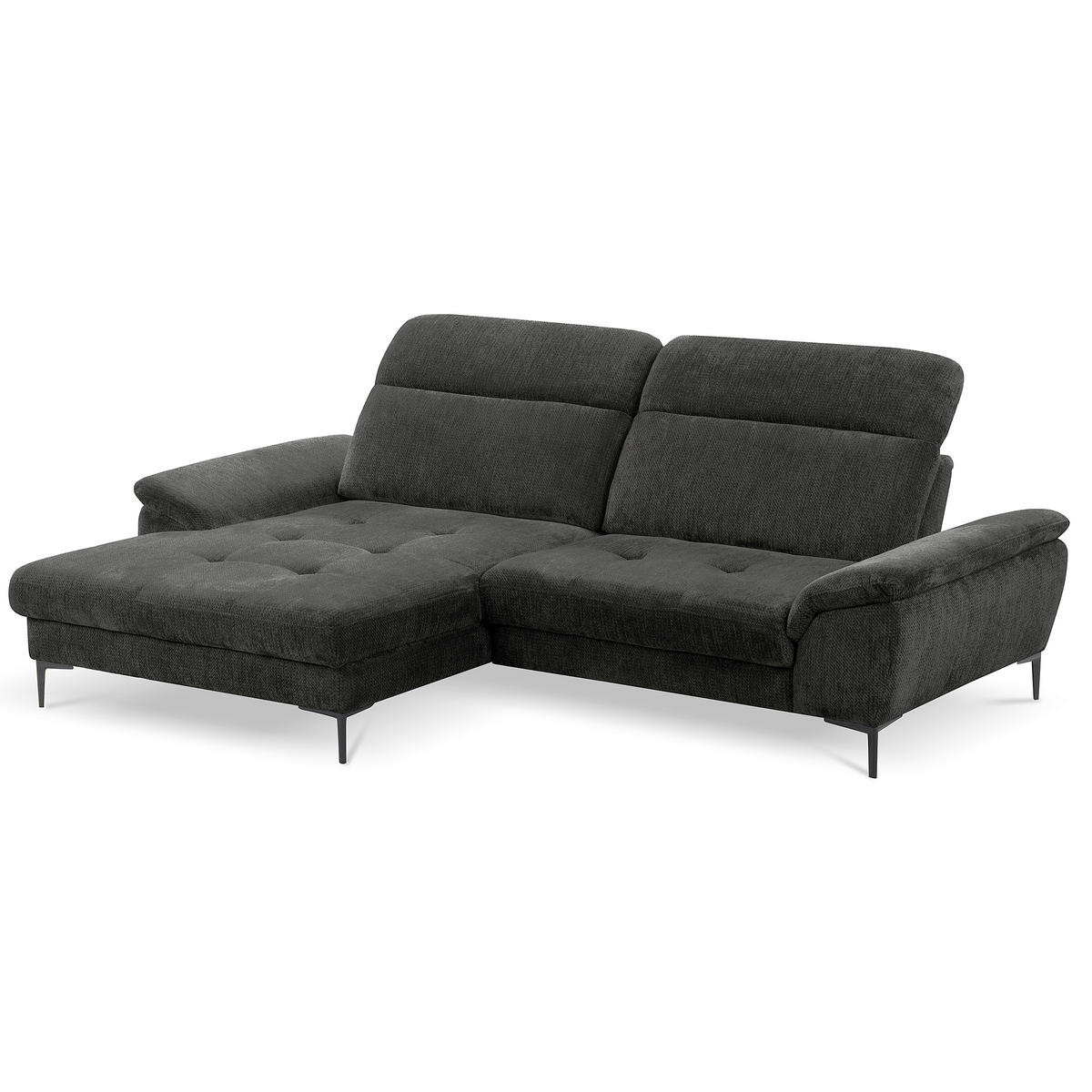 ECKSOFA  Webstoff Schwarz  - Schwarz, Design, Textil/Metall (195/268cm) - Livetastic