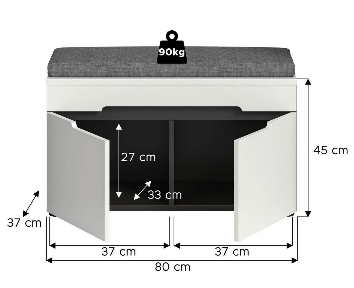 ÜLŐPAD - fekete/fehér, Design, műanyag/faalapú anyag (80/45/37cm) - Livetastic