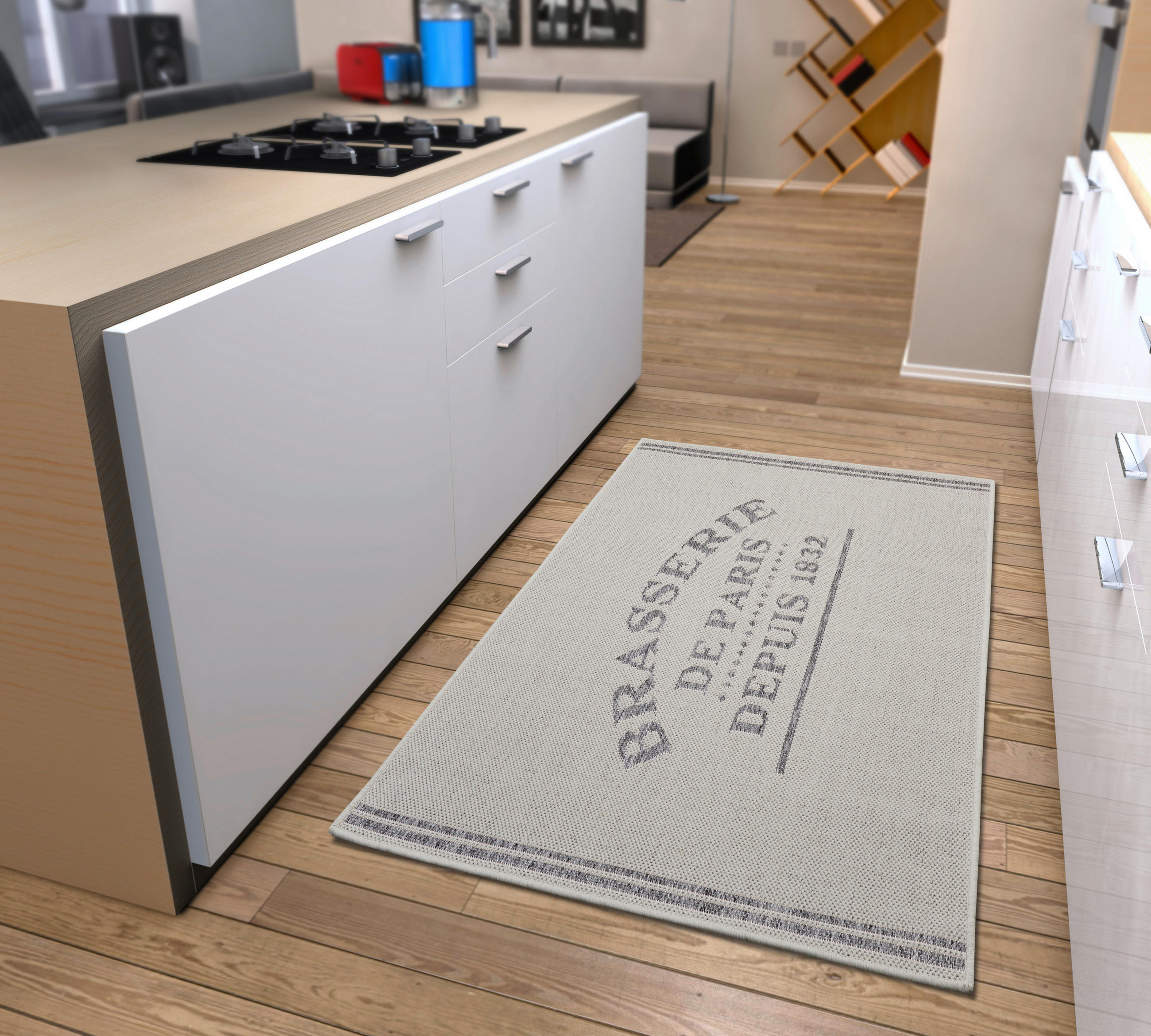 KÜCHENLÄUFER 92/150 cm Cucina Creme, Grau  - Creme/Grau, Design, Kunststoff (92/150cm) - Esposa