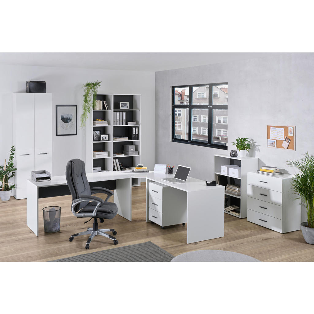 Thumbnail - Mid.you Schreibtisch Avanti, Anthrazit, Weiß, Holzwerkstoff, 67x76x120 cm, Arbeitszimmer, Schreibtische, Bürotische