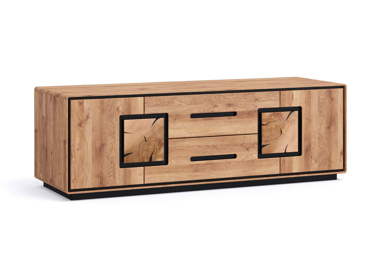 TV-ELEMENT - Wildeiche/Schwarz, Basics, Holz (166/54/55cm) - Livetastic