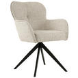 ARMLEHNSTUHL  Sitzfläche 360° drehbar Webstoff  - Beige/Schwarz, Design, Textil/Metall (62/88/65cm) - Novel