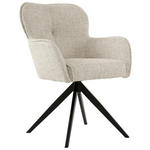 ARMLEHNSTUHL  Sitzfläche 360° drehbar Webstoff  - Beige/Schwarz, Design, Textil/Metall (62/88/65cm) - Novel