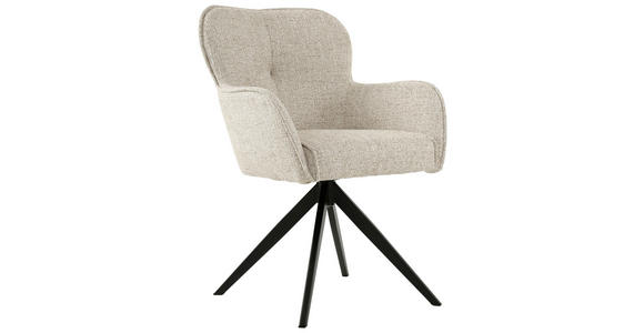 ARMLEHNSTUHL  Sitzfläche 360° drehbar Webstoff  - Beige/Schwarz, Design, Textil/Metall (62/88/65cm) - Novel