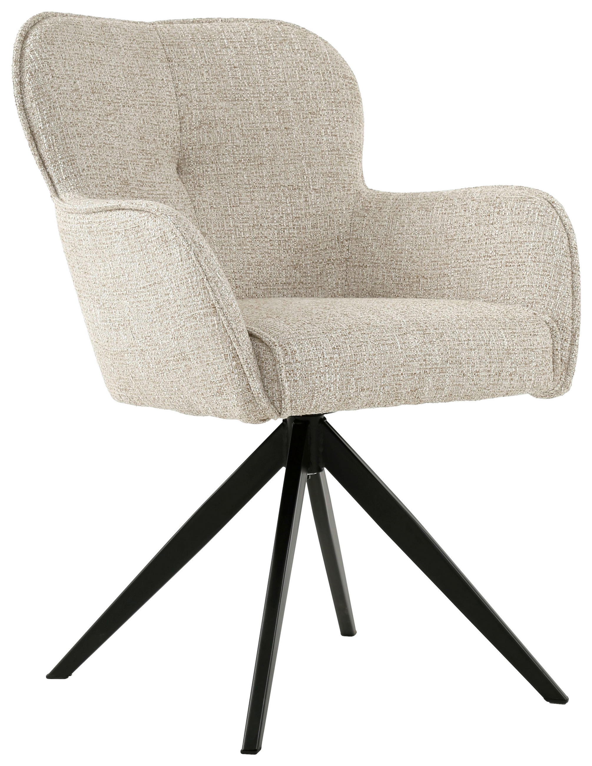 Scaun Cu Brațe din metal, textil, negru, bej