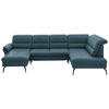 WOHNLANDSCHAFT in Echtleder Blau  - Blau/Schwarz, Design, Leder/Metall (181/336/206cm) - Beldomo Speed