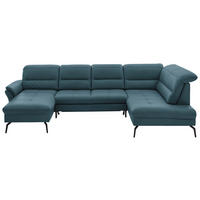 WOHNLANDSCHAFT in Echtleder Blau  - Blau/Schwarz, Design, Leder/Metall (181/336/206cm) - Beldomo Speed
