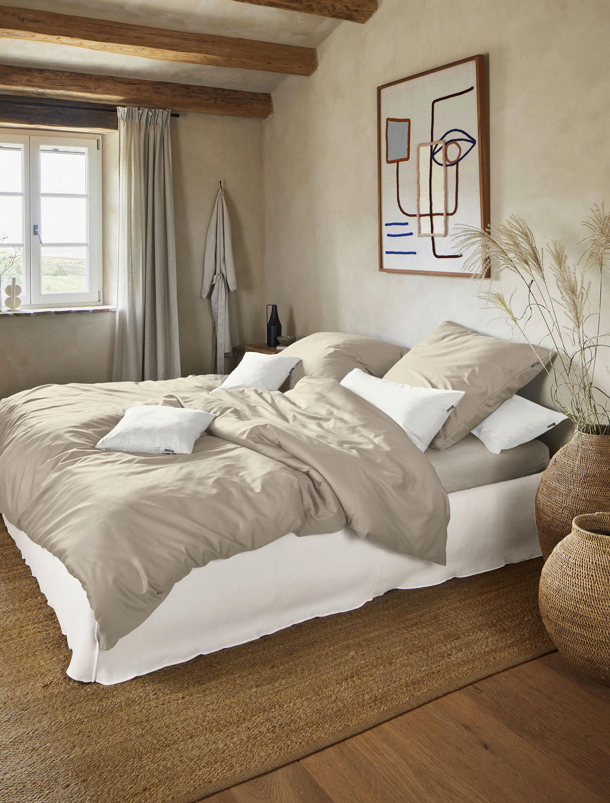 BETTWÄSCHE Makosatin 155/220 cm  - Beige, KONVENTIONELL, Textil (155/220cm) - Irisette