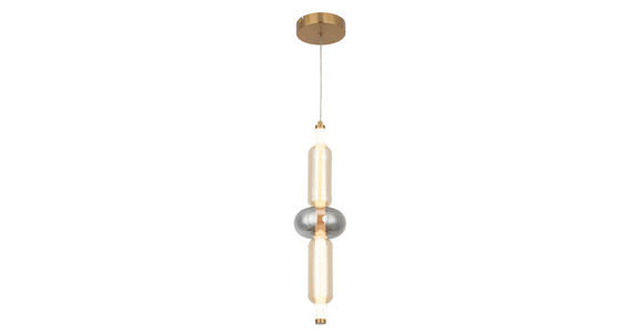 LED-HÄNGELEUCHTE Musica 13/180 cm  - Bernsteinfarben/Grau, LIFESTYLE, Glas/Metall (13/180cm) - Novel