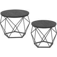 COUCHTISCHSET rund Grau, Schwarz  - Schwarz/Grau, MODERN, Holzwerkstoff/Metall (60/60/45cm) - MID.YOU