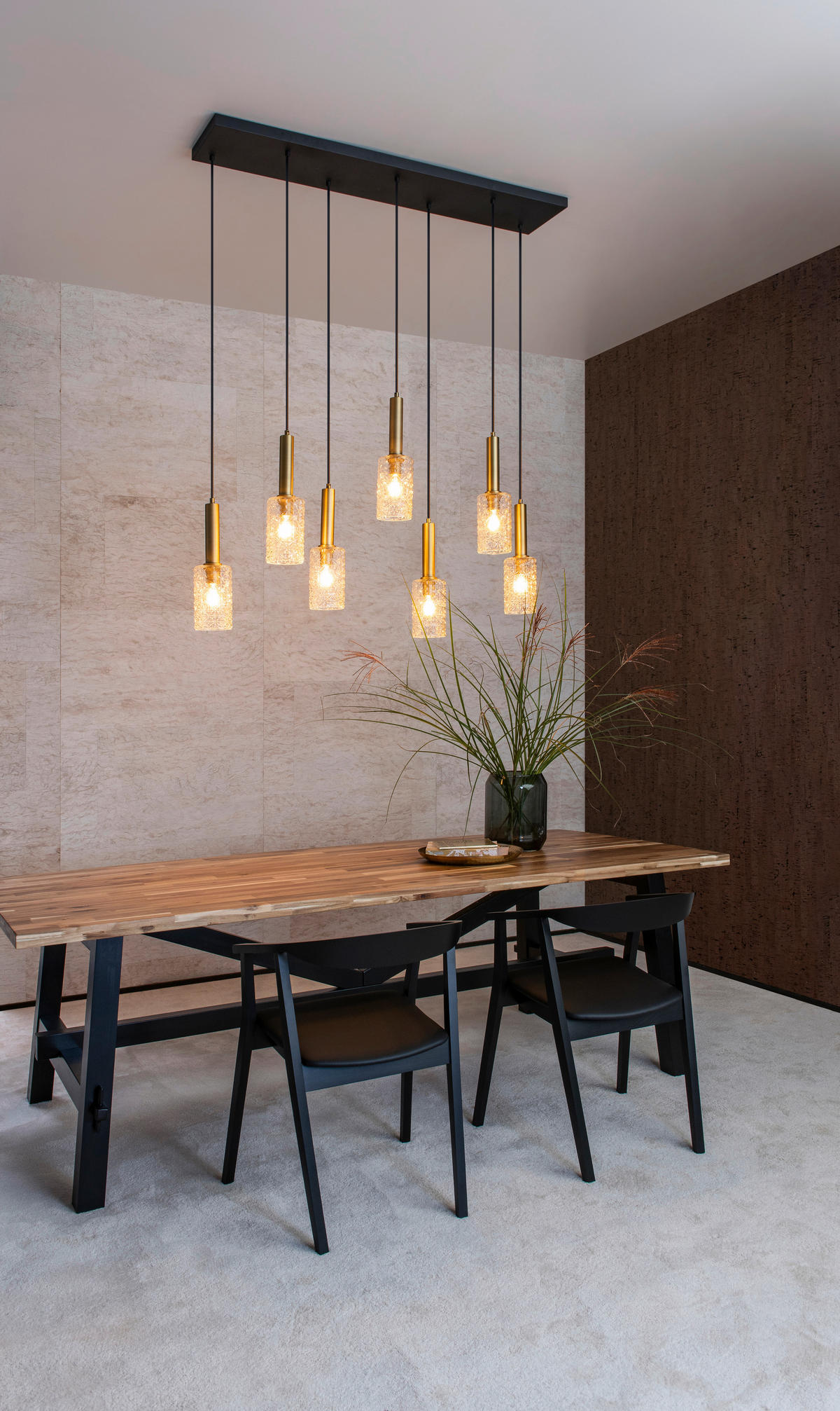 HÄNGELEUCHTE Coralie 132/25/150 cm   - Transparent, Design, Glas (132/25/150cm) - Lucide