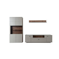 WOHNWAND 3-teilig  in  320/199/50 cm    - Anthrazit, Design, Glas/Holzwerkstoff (320/199/50cm) - Livetastic