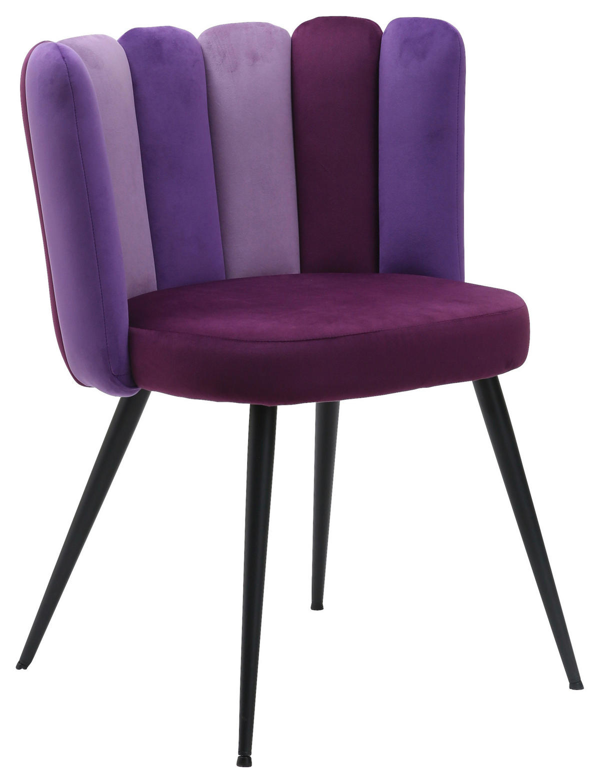 STUHL Samt Lila  - Lila/Schwarz, Design, Textil/Metall (58,5/79/55,5cm) - home24