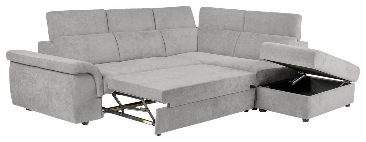 ECKSOFA Hellgrau Flachgewebe  - Hellgrau/Schwarz, KONVENTIONELL, Kunststoff/Textil (280/235cm) - Carryhome