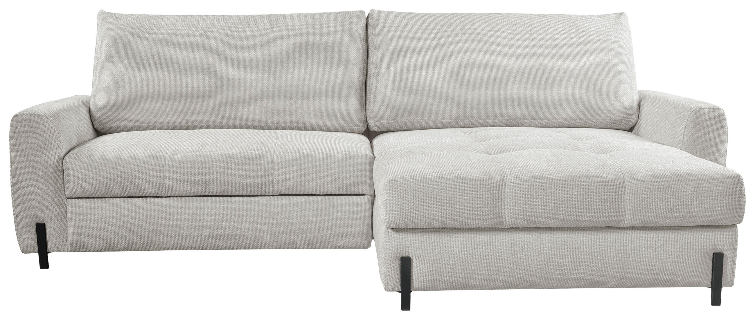 ECKSOFA Beige Struktur  - Beige/Schwarz, Design, Textil/Metall (265/162cm) - MID.YOU