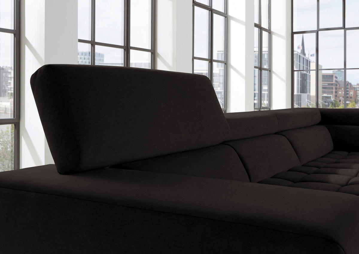 ECKSOFA in Mikrofaser Schwarzbraun  222/326 cm  - Chromfarben/Schwarzbraun, Design, Textil/Metall (222/326cm) - Beldomo Speed