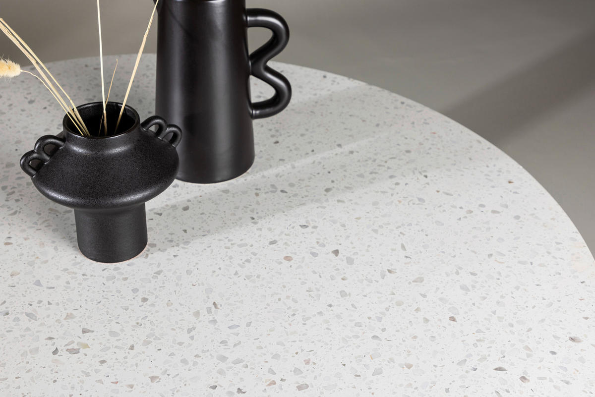 ESSTISCH in Metall, Stein 106/106/75 cm  - Schwarz/Weiß, Design, Stein/Metall (106/106/75cm) - Livetastic
