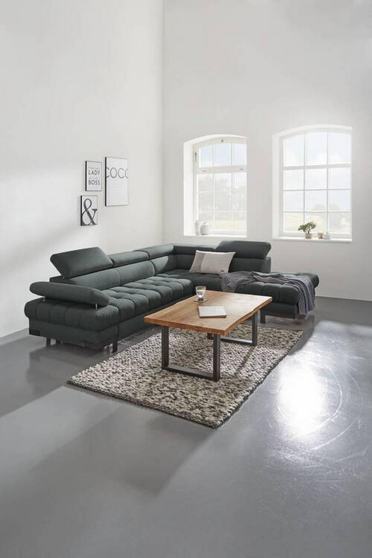 KUTNA GARNITURA tekstil  boje grafita   - boje grafita/crna, Design, tekstil/metal (263/223cm) - Welnova