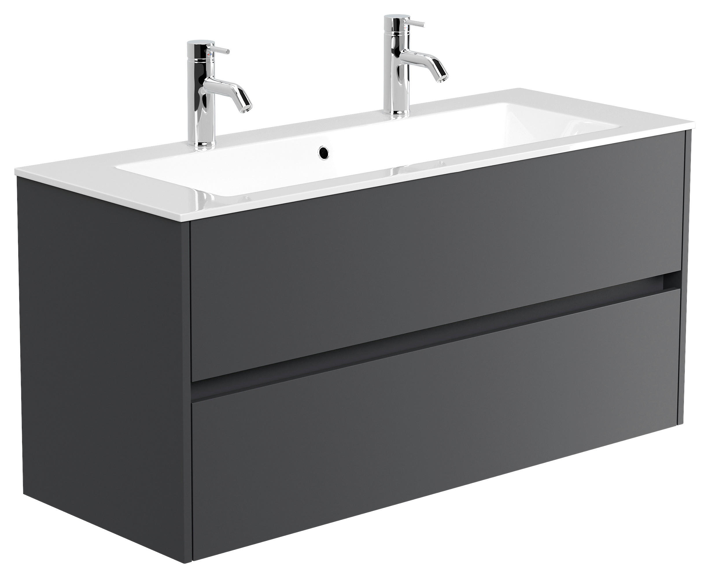 WASCHTISCHKOMBI 120 cm  - Graphitfarben/Weiß, MODERN, Holzwerkstoff/Stein (120cm) - MID.YOU