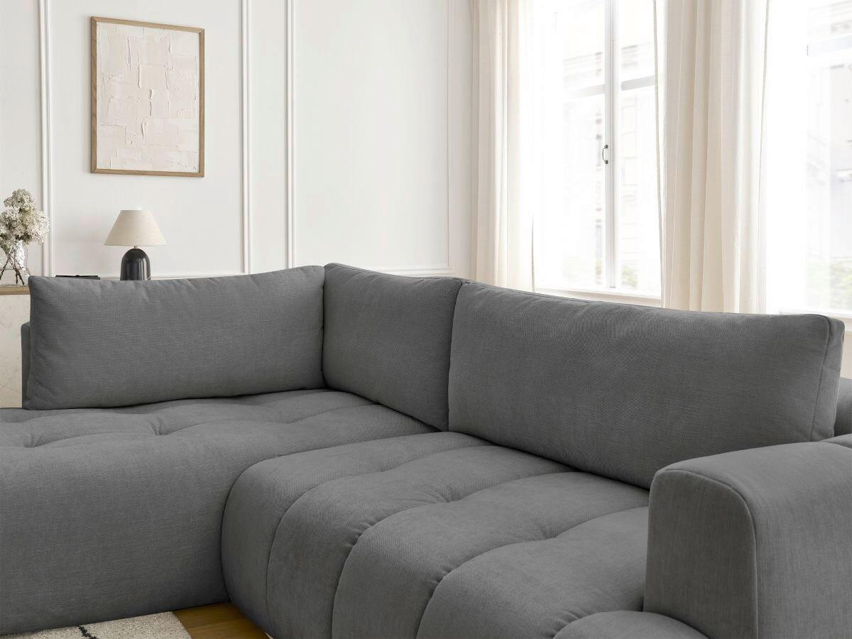 ECKSCHLAFSOFA FUJI Leinenoptik Dunkelgrau  inkl.  - Dunkelgrau/Schwarz, MODERN, Kunststoff/Textil (204/282cm)