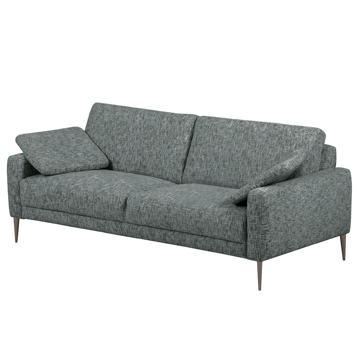 3,5-SITZER - Anthrazit/Schwarzchrom, Design, Textil/Metall (207/85/92cm) - Livetastic