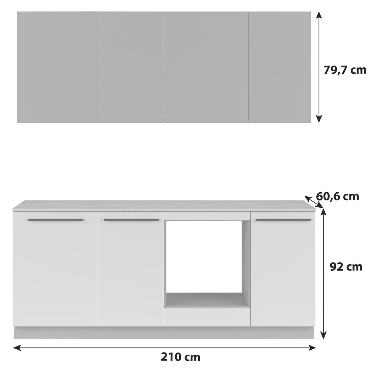 KÜCHENLEERBLOCK MILINO SMALL-SMG/PG 210 cm  in Grau, Dunkelgrün, Hellgrün  - Dunkelgrün/Schwarz, Basics, Holzwerkstoff/Kunststoff (210cm) - Visiona