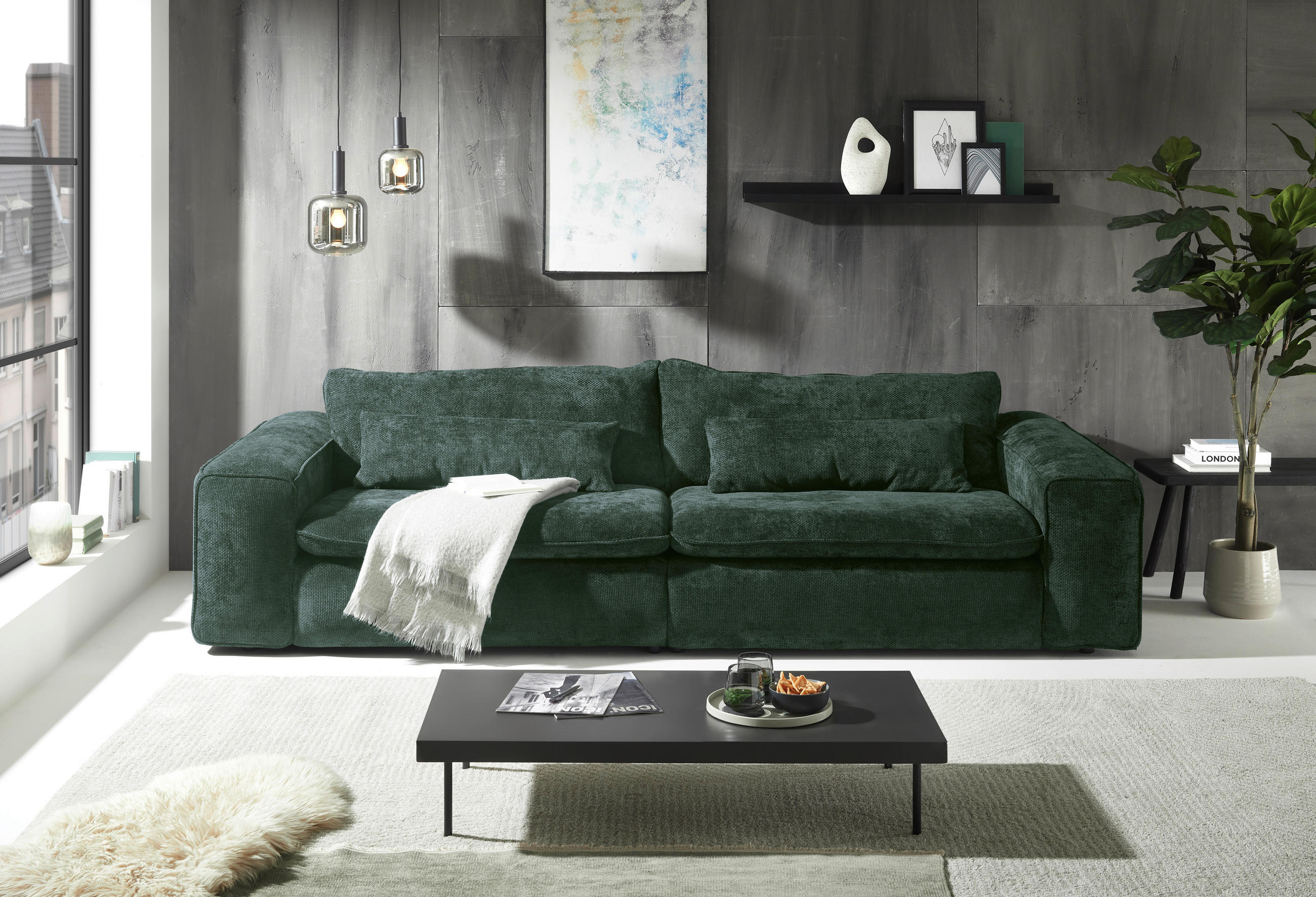 Livetastic Bigsofa Venice Dunkelgrün 300x80x118 cm